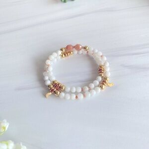 Moonstone X Sunstone Double Wrap Bracelet | Harmony Bracelet | Mala Beads